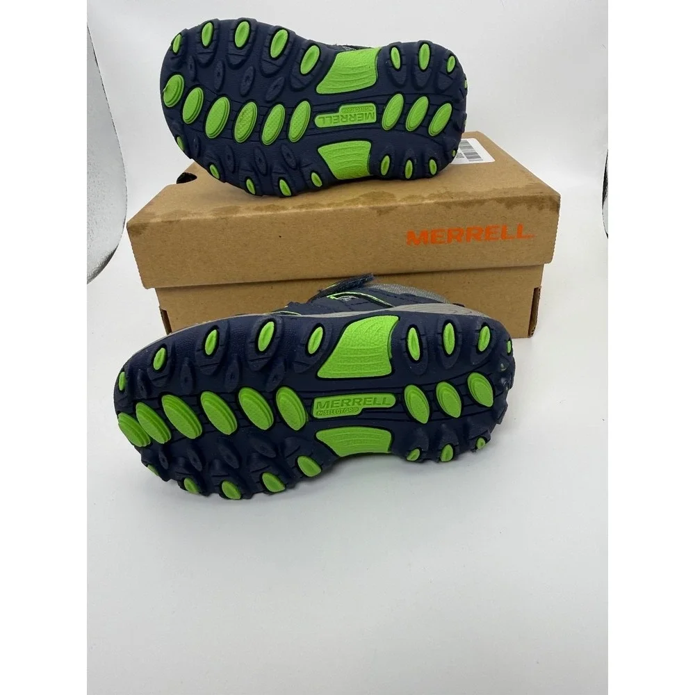 Merrell M-Trail Chaser JR Boys Trail Hiking Shoes Navy Gray Green Size 5.5 M NIB